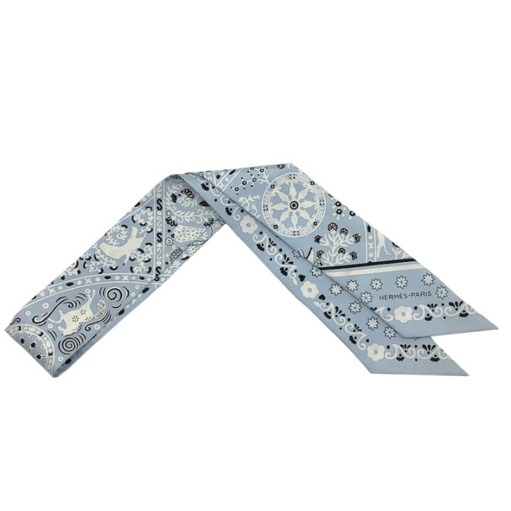 楽天市場】HERMES エルメス ツイリー “風の民” シルク ライトブルー  