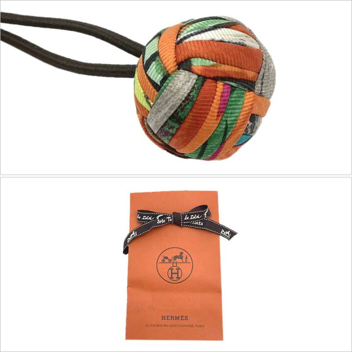 楽天市場】HERMES エルメス ポンポン シュシュ ヘアゴム シルク 