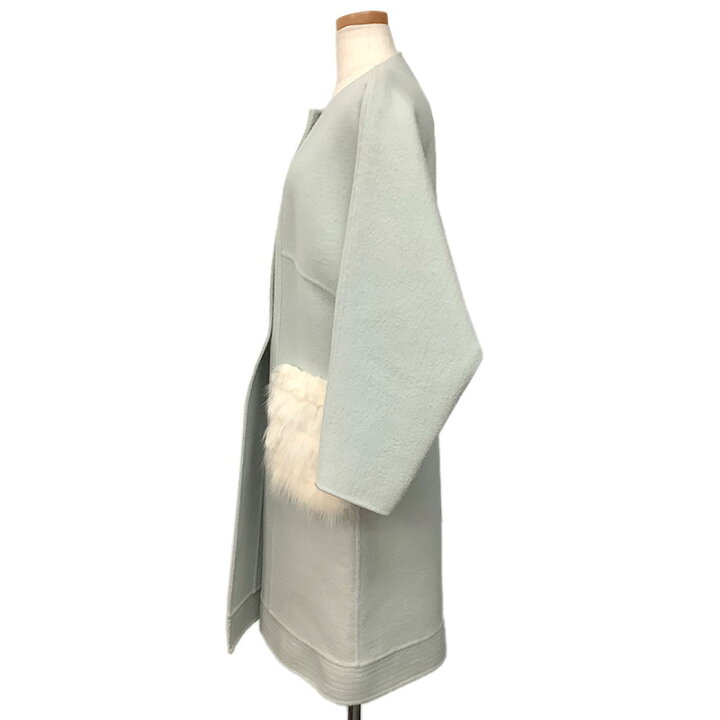 楽天市場】FENDI フェンディ ノーカラー コート ウール ライトブルー  