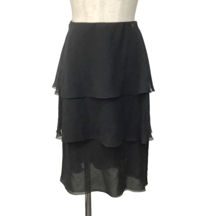 楽天市場】CHANEL シャネル ティアードスカート シルク ブラック #36  