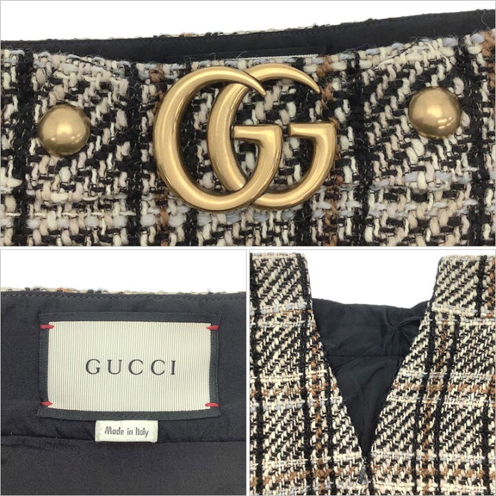 楽天市場】GUCCI グッチ スカート ウール ナイロン ツイード ベージュ  