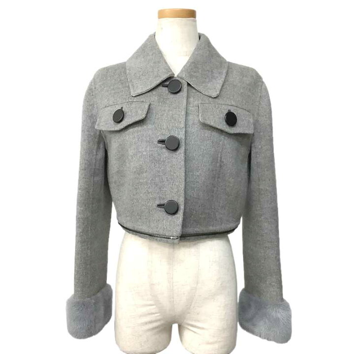 楽天市場】FENDI フェンディ 2WAY コート ウール ミンク ファー グレー  