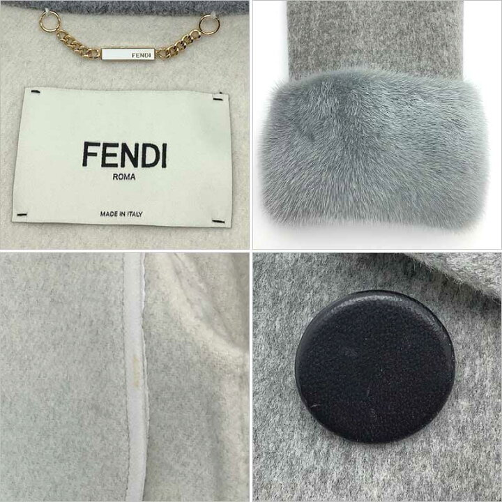 楽天市場】FENDI フェンディ 2WAY コート ウール ミンク ファー グレー 