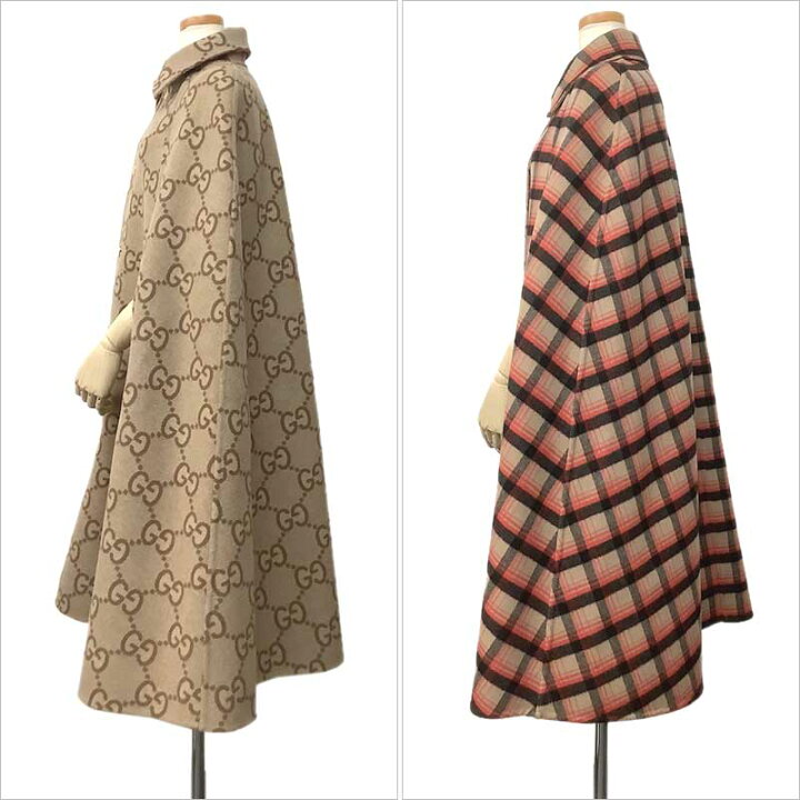 楽天市場】GUCCI グッチ リバーシブル ケープ コート ウール シルク  