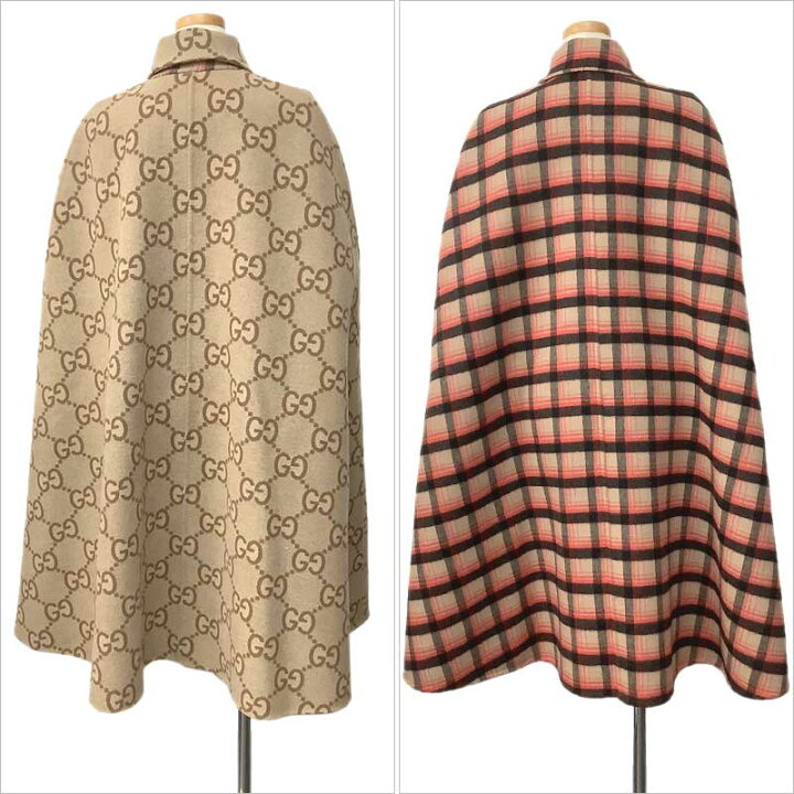 楽天市場】GUCCI グッチ リバーシブル ケープ コート ウール シルク 