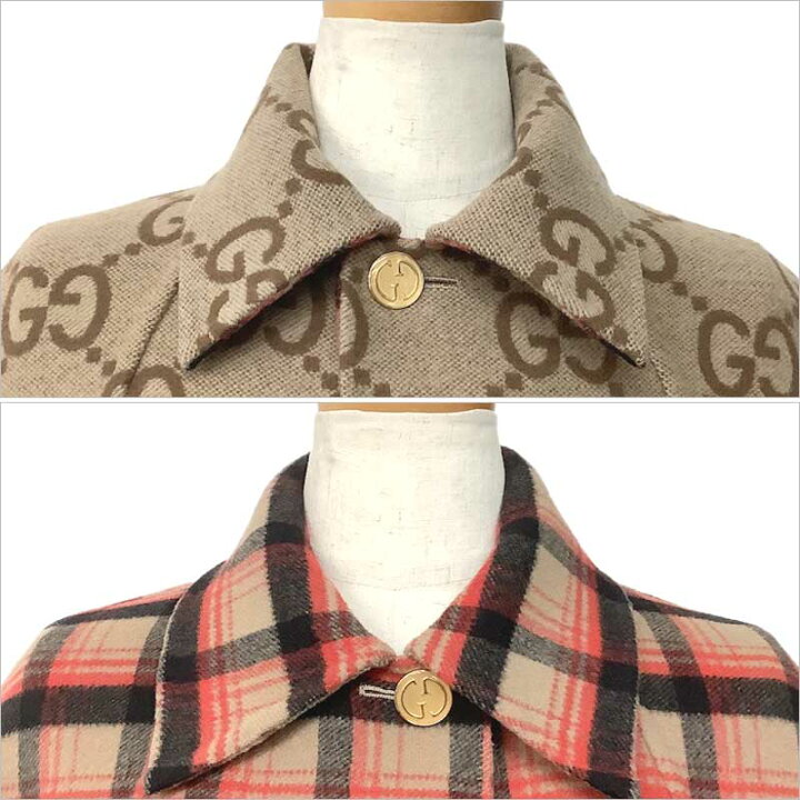 楽天市場】GUCCI グッチ リバーシブル ケープ コート ウール シルク 
