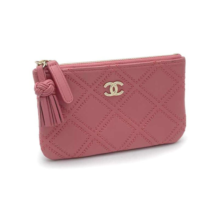 楽天市場】CHANEL シャネル ミニポーチ レザー ピンク ゴールド金具 