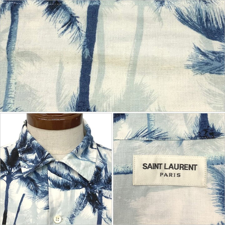 楽天市場】SAINT LAURENT サンローラン 半袖シャツ コットン ブルー 
