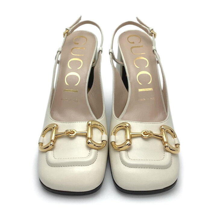 楽天市場】GUCCI グッチ ホースビット パンプス ホワイト レザー #37  