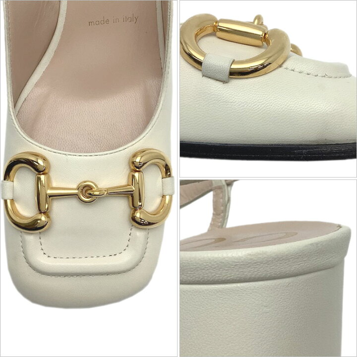 楽天市場】GUCCI グッチ ホースビット パンプス ホワイト レザー #37 