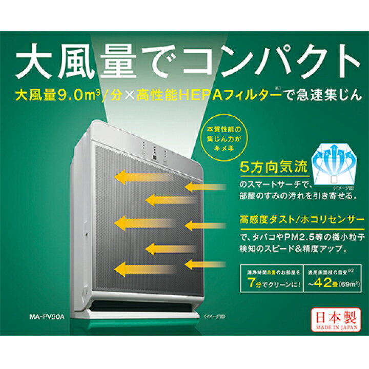 楽天市場】三菱電機 空気清浄機 MA-WPV90B-W 最大42畳(適用床面積) 大  