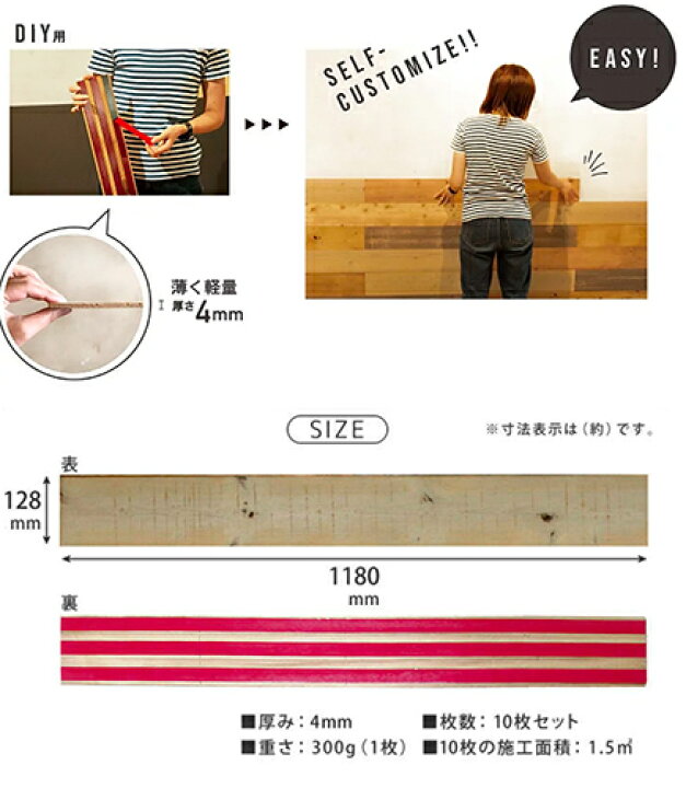 楽天市場】SOLIDECO ソリデコ 簡単貼付け 天然木の壁パネル D-02 