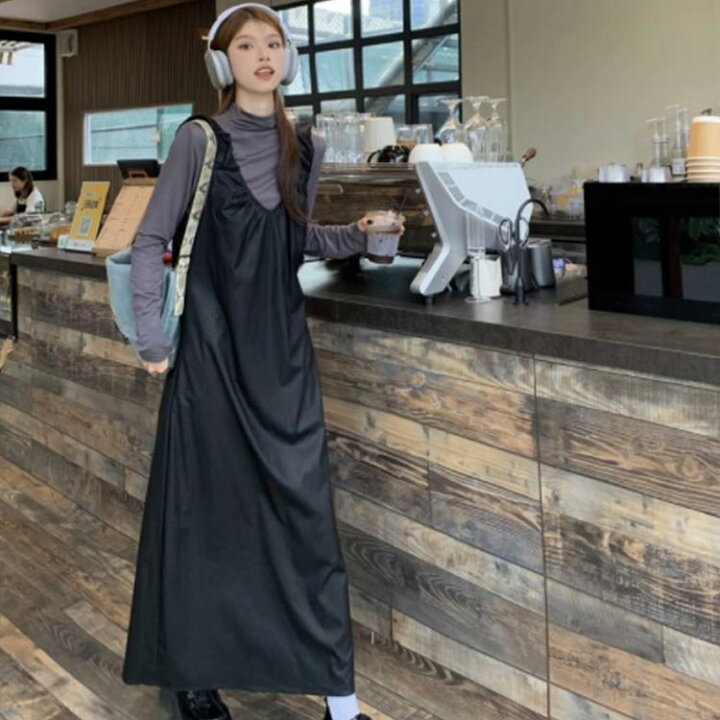 楽天市場】レザーキャミワンピース セットアップ 2点セット トップス 