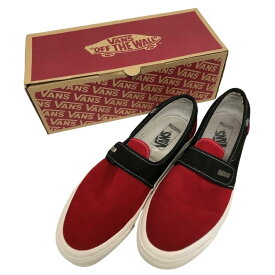 【美品】【中古】【メンズ】FEAR OF GOD × VANS SLIP ON フィアオブゴット バンズ スリッポン スニーカー スウェード 47VDX レッド ブラック 28.5センチ US10.5