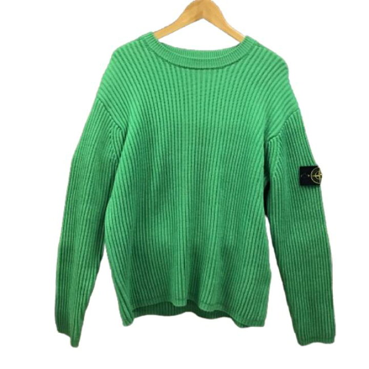 98aw/STONE ISLAND/グリーンエッジ/ケーブルニット/黒/L STONE ISLAND Lambswool Crewneck Knit  [正規品/ STONE ISLAND グリーン ニットセーター L