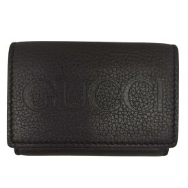 【中古】【ユニセックス】GUCCI グッチ コンパクトウォレット 三つ折り財布 ロゴ ブラック イタリア製 箱/保存袋付き
