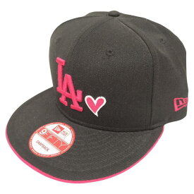 【併売】【中古】【メンズ】NEW ERA ニューエラ ロサンゼルス ドジャース ハート ロゴ キャップ 帽子 ブラック 黒 ピンク