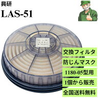 LAS-51 興研 防じんマスク 交換用フィルタ 防塵マスク1180-05型用フィルタ アルファリングフィルタ 1個か…
