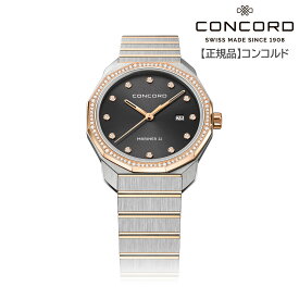 【コンコルド 正規輸入品】MARINER SL マリナーSL 30mm レディース ステンレススチール K18 ピンクゴールド 天然 ダイヤモンド ブラック 文字盤 クオーツ式 スイス製