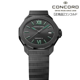 【コンコルド 正規輸入品】MARINER SL マリナーSL 42mm メンズ ステンレススチール オールブラック 文字盤 10気圧防水 スイス製 PVD加工 耐摩耗性、耐熱性、耐食性 スーパールミノバ夜光塗料