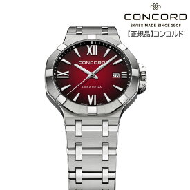 【コンコルド 正規輸入品】SARATOGA サラトガ ステンレススチール 赤 レッド 文字盤 クオーツ式 40mm メンズ ディプロイメント・バックル