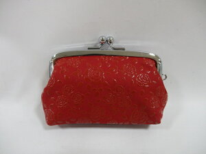 『印傳屋』 印伝 いんでん 13代 上原勇七 財布 小銭入 がま口 がまぐち 1103 赤地 赤漆 ローズ バラ 薔薇 プレゼント 退職祝い 敬老の日 母の日 誕生日 かわいい オシャレ ギフト お祝い 還暦