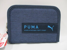 PUMA プーマ 財布 2つ折り ウォレット 小銭入 コインケース ストラップ付 小学生 男の子 PM384 ラウンドファスナーコンパクト ブラック ネイビー メール便可