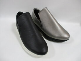 レディース革シューズ エーオーケー A-OK EM61829 ブラック プラチナ レザー フラット カジュアル 楽チン コンフォートシューズ 厚底 国産 日本産 旅行 お出かけ 歩きやすい 滑りにくい 4E【セール】【バーゲン】