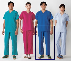 白衣 手術用スクラブパンツ白衣/男性女性ドクター兼用ロイヤルブルー155-85【】