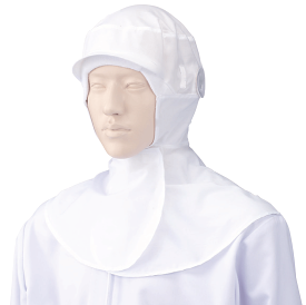 白衣用　フード帽子（ケープ付）／ホワイトマスク掛け機能、メガネスリット標準装備484-69【】