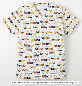 ■廃盤■メーカー在庫限り■キャンセル返品交換不可■白衣 miffy(ミッフィー)らしい配色の元気が出るプリントスクラブ 男女兼用 MFW5812【】