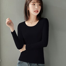 500円OFFクーポン 長袖 tシャツ レディース ふわふわ クルーネック カットソー 40代 50代 60代 30代 女性 ファッション 伸縮性 インナー 無地 シンプル 秋 冬 春 プルオーバー 体型カバー シンプル カジュアル 快適 トップス OceanMap