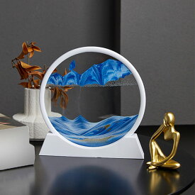 3D サンドピクチャー テーブルライト おしゃれ 動く砂のアート 円形 タッチ式 動くインテリアアート 流砂画 砂絵 置物 スタイリッシュ 美術工芸 北欧の工芸品 3D抽象的な風景 動く砂のアート絵 飾り オフィスの装飾 OceanMap