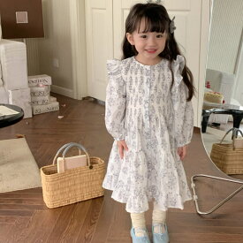 フレア ワンピース キッズ ドレス 子供 ドレス 長袖 花柄 女の子 子供服 こども服 子ども服 ドレス 無地 フリル 秋 冬 春 子供服 キッズ服 入学式 発表会 結婚式 卒業式 シンプル おしゃれ 通園 通学 プレゼント OceanMap