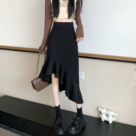 不規則 スカート レディース ロング 春 夏 マキシ丈 フレア ふんわり マーメイドスカート おしゃれ 着回し 女人らしい エレガント ボトムス 韓国風 カジュアル 大きい 30代 40代 50代 大人 体型カバー OceanMap