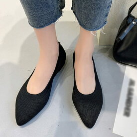 500円OFFクーポン 軽量 パンプス レディース ポインテッドトゥ ローヒール ニットパンプス ローヒール 歩きやすい 滑り止め 蒸れない 低反発 疲れない ぺたんこ フラット ビジネス 大きいサイズ 小さいサイズ 履きやすい ニット バレエシューズ OceanMap