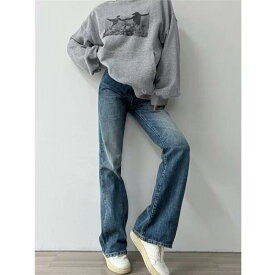 300円OFFクーポン レディース デニム ワイドパンツ ロングパンツ ゆったり 無地 ジーパン 美脚 体型カバー ストレート系 カジュアル 通勤 通学 オールシーズン ハイウエスト ボトムス デート 楽ちん ゆったり 20代 30代 40代 OceanMap