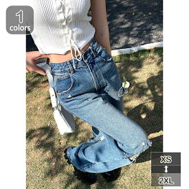 1000円OFFクーポン デニムパンツ レディース 無地 大きいザイズ ロング丈 パンツ 長ズボン 春夏 デニム ジーンズ 着痩せ ダンメージ ゆったり ダンメージ加工 レディースファッション 通勤 通学 おしゃれ かわいい OceanMap