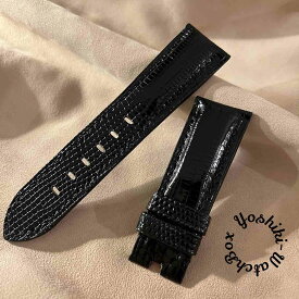 リザード 腕時計 ベルト ブラック (ラグ幅24mm- バックル幅22mm) liz-189パネライ (PANERAI) 、その他ブランドへの替えベルト