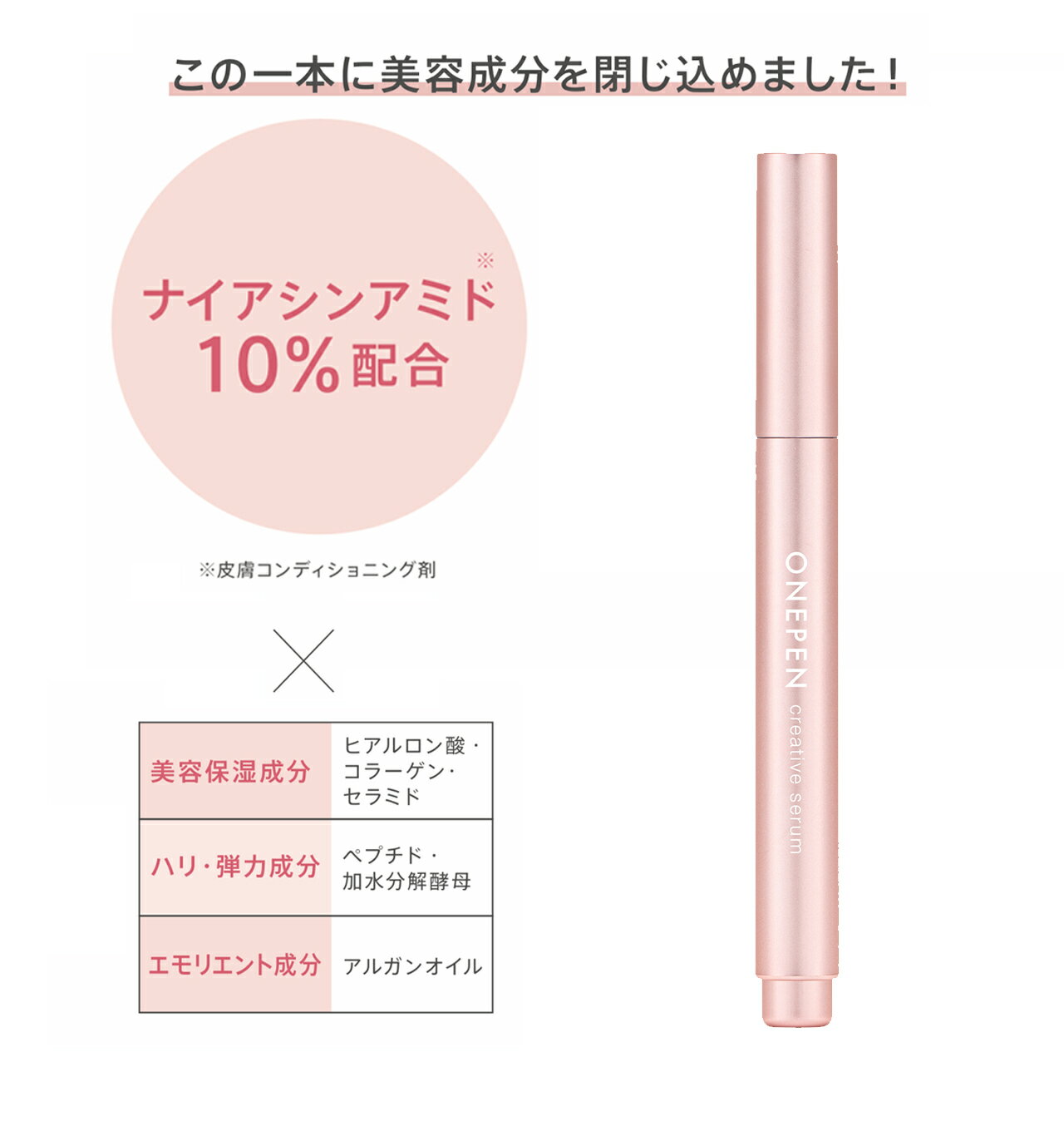 【新発売】ワンペンクリエイティブセラムナイアシンアミド10%EVOCOS目元口元美容液密着型フィッティングペンシル乾燥肌荒れ