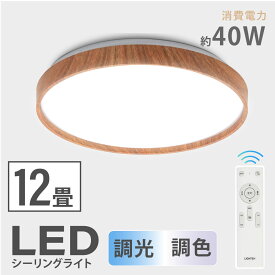 あす楽 シーリングライト led おしゃれ 照明 電気 12畳 LEDシーリングライト リモコン 木目 天然木 北欧 明るい 調光 調色 ライト リビング 子供部屋 寝室 和室 洋室 インテリア インテリア照明 ledcl-dw40