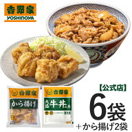吉野家 公式【冷凍】大盛牛丼6袋＋から揚げ2袋セット　 仕送り 買い置き 時短 グルメ 冷凍食品 ストック …