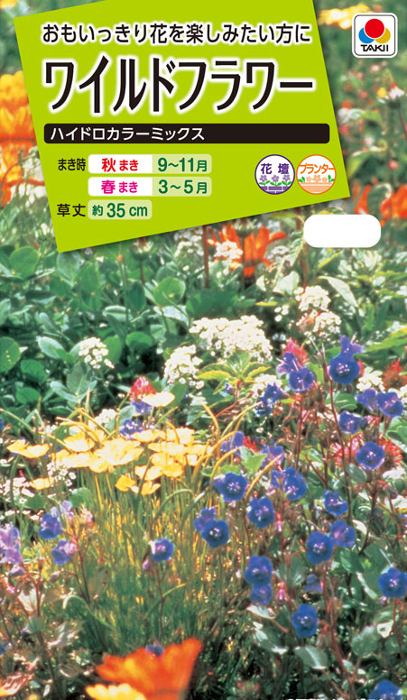 約18品種の草花ミックス 期間限定の激安セール 思いっきり花を楽しみたい方へ 国内正規総代理店アイテム 花種 NL200 ワイルドフラワー ハイドロカラー ミックス 花の種 ガーデニング 小袋 タキイのタネ FZZ956