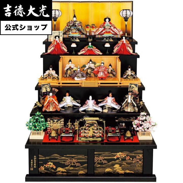 楽天市場】【雛人形】 段飾り 京六番親王七寸十七人飾り 能楽鶴亀雛 