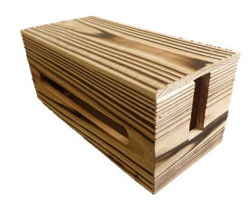 焼杉 ケーブル ボックス S 国産杉 （外寸）幅260×奥行120×高さ105mm1（内寸）幅240×奥行100×高さ100mm （板の厚み）本体10mm/フタ5mm 焼杉 杉板 ケーブルボックス ケーブル収納 ケーブルタップボックス 配線カバー