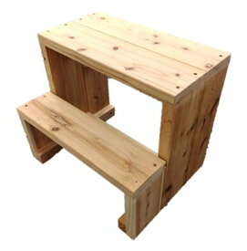 【 国産杉 踏み台 】幅500×奥行380×高さ（上段）430・（下段）230ミリ 杉 杉板 無垢 自然素材 天然木 昇降 木製ステップ台 ステップ ステップ台 30ミリ 組み立て DIY 飾り台 飾り棚 イス 椅子 花台 ベンチ 2段 段差解消 昇降補助 丈夫 安定