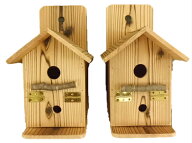 【 焼杉 シジュウカラ 用 巣箱 2個セット 】巣穴 27ミリ 国産杉 （ 扉付き・背板有り ）幅140×奥行185×…