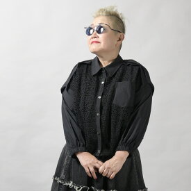 【お買い物マラソン限定！60％OFFクーポン】レース切り替えデザインシャツ レディース トップス 長袖 ブラウス 春 レース ゆったり カジュアル モード ブラック 黒 クロ 40代 50代 60代 Bell Pony ベルポニー Bell Denim ベルデニム