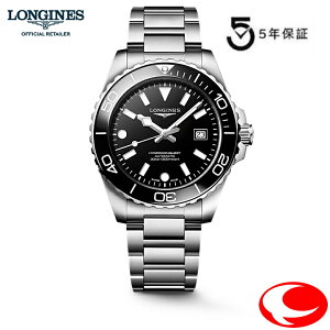 (�ŋ��z��) 5�N�ԕۏ� LONGINES �����W�� �V���� �n�C�h���R���N�G�X�g �u���b�N ������ �����Y �r���v �E�H�b�` 42mm, �X�e�����X�X�e�B�[���ƃZ���~�b�N L3.788.4.56.6 L37884566 �ώ����v �V���R����
