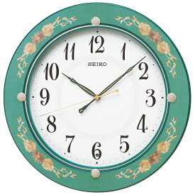 セイコー　掛け時計 　KX220M 電波掛時計　 (セイコークロック)花柄模様が気品漂う掛時計